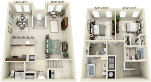 Town home floor plan B3A