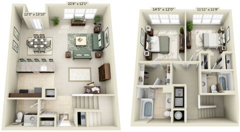 Town home floor plan B3B