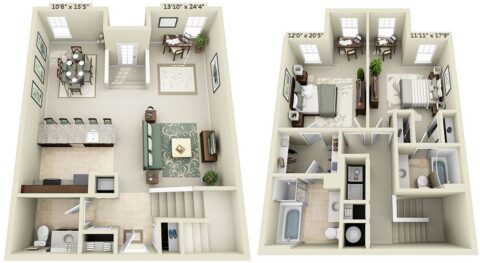 Town home floor plan B3D