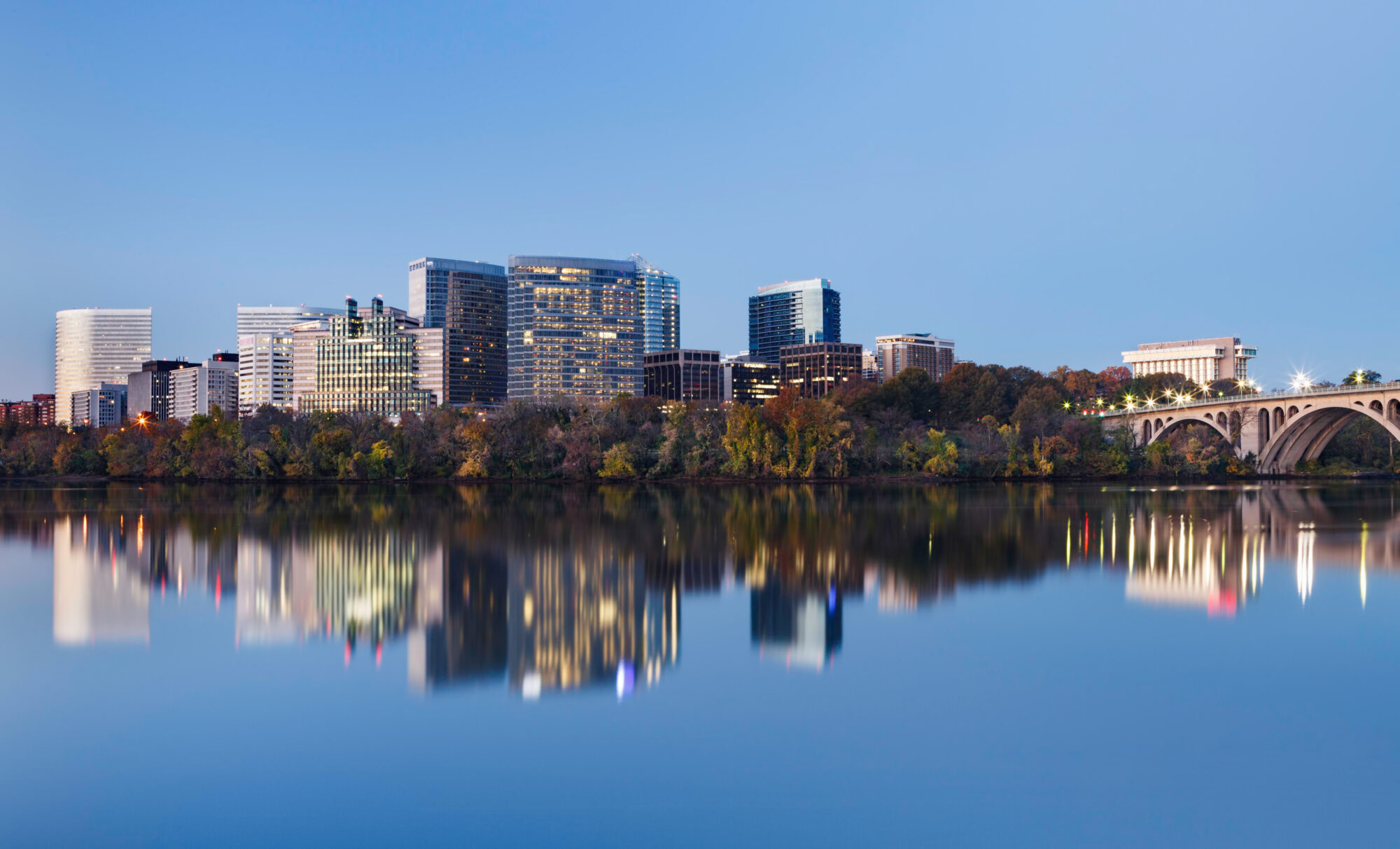 Skyline of Arlington Virginia from over the water